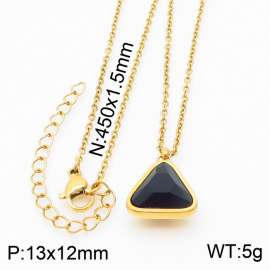 Gold-Plating Triangle Women Pendant Necklace Black Color