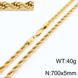 Gold 700x5mm Rope Chain Stainless Steel Necklace