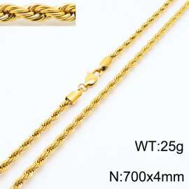 Gold 700x4mm Rope Chain Stainless Steel Necklace