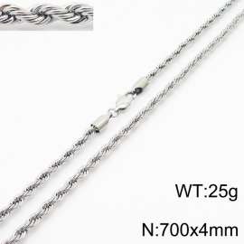 Silver 700x4mm Rope Chain Stainless Steel Necklace