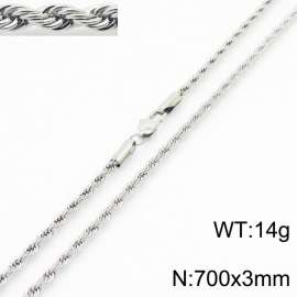 Silver 700x3mm Rope Chain Stainless Steel Necklace