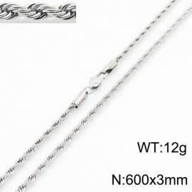 Silver 600x3mm Rope Chain Stainless Steel Necklace