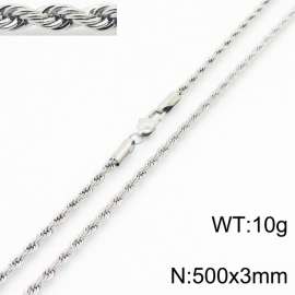 Silver 500x3mm Rope Chain Stainless Steel Necklace
