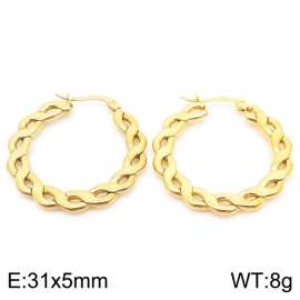 Ins style minimalist interwoven twist lady stainless steel golden earrings