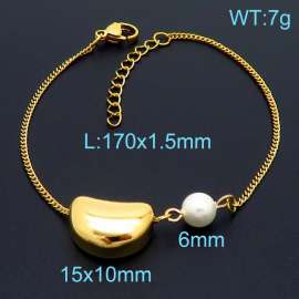 Lovely wind Acacia bean stainless steel women's gold-plated bracelet