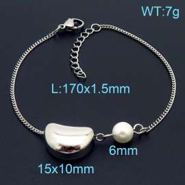 Lovely wind Acacia bean stainless steel women's silver bracelet