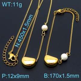 Lovely wind Acacia bean stainless steel ladies gold-plated accessories set