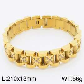 European and American fashion men's stainless steel gold watch with diamond bracelet