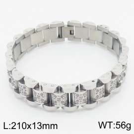 European and American fashion men's stainless steel silver watch with diamond bracelet