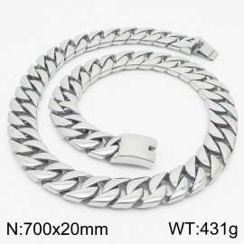 Classic 20mm polished stainless steel Cuban chain necklace for men