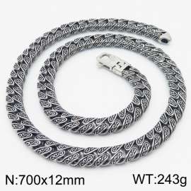 Vintage 12mm Cuban chain fashion men's stainless steel diamond buckle necklace