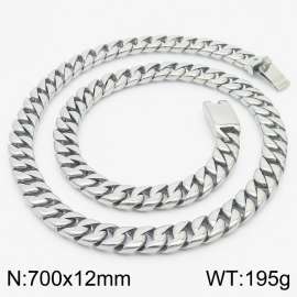 Classic 12mm polished stainless steel Cuban chain stylish men's necklace