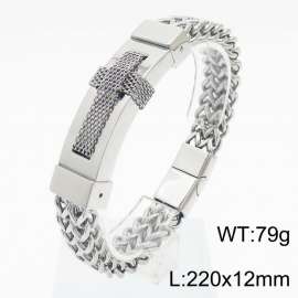 Stainless steel fashional strong cross dragonbone silver bracelet