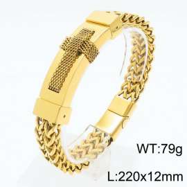 Stainless steel fashional strong cross dragonbone gold bracelet