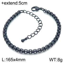 Stainless steel 165x4mm square pearl chain black simple bracelet