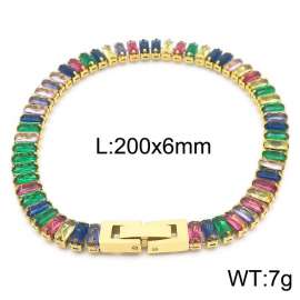Stainless steel colorful rectangle crystal stone special charming gold bracelet