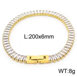 Stainless steel white rectangle crystal stone special charming gold bracelet