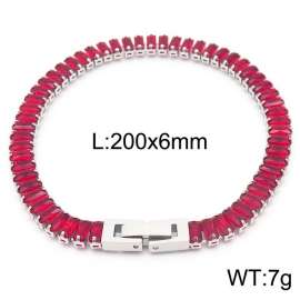 Stainless steel red rectangle crystal stone special charming silver bracelet