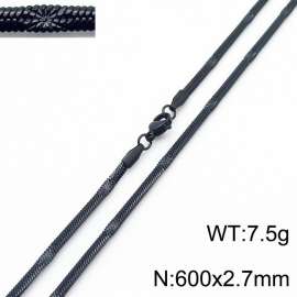 600x2.7mm Black Color Stainless Steel Herringbone Necklace with Special Marking