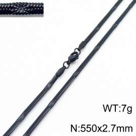 550x2.7mm Black Color Stainless Steel Herringbone Necklace with Special Marking