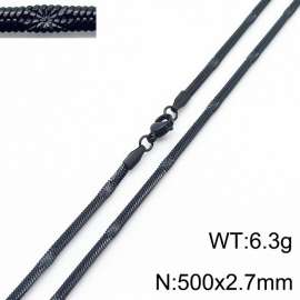 500x2.7mm Black Color Stainless Steel Herringbone Necklace with Special Marking