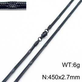 450x2.7mm Black Color Stainless Steel Herringbone Necklace with Special Marking