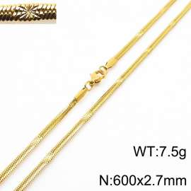 600x2.7mm Gold Plating Stainless Steel Herringbone Necklace with Special Marking