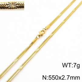 550x2.7mm Gold Plating Stainless Steel Herringbone Necklace with Special Marking