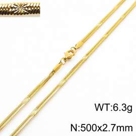 500x2.7mm Gold Plating Stainless Steel Herringbone Necklace with Special Marking