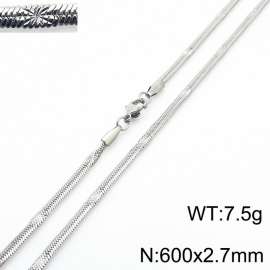 600x2.7mm Silver Color Stainless Steel Herringbone Necklace with Special Marking