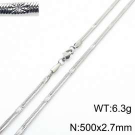 500x2.7mm Silver Color Stainless Steel Herringbone Necklace with Special Marking