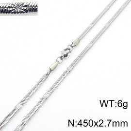 450x2.7mm Silver Color Stainless Steel Herringbone Necklace with Special Marking