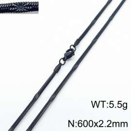600x2.2mm Black Color Stainless Steel Herringbone Necklace with Special Marking
