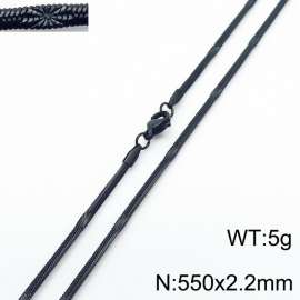 550x2.2mm Black Color Stainless Steel Herringbone Necklace with Special Marking