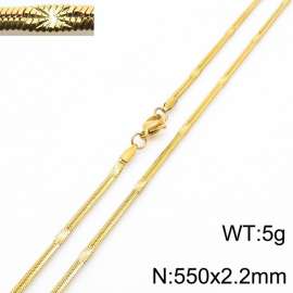 550x2.2mm Gold Plating Stainless Steel Herringbone Necklace with Special Marking