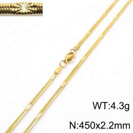 450x2.2mm Gold Plating Stainless Steel Herringbone Necklace with Special Marking
