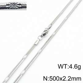 500x2.2mm Silver Color Stainless Steel Herringbone Necklace with Special Marking