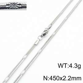 450x2.2mm Silver Color Stainless Steel Herringbone Necklace with Special Marking