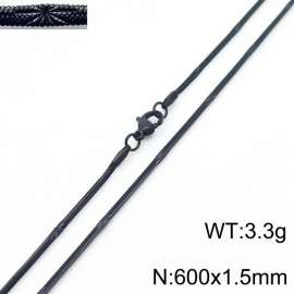 600x1.5mm Black Color Stainless Steel Herringbone Necklace with Special Marking