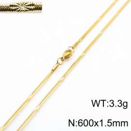600x1.5mm Gold Plating Stainless Steel Herringbone Necklace with Special Marking