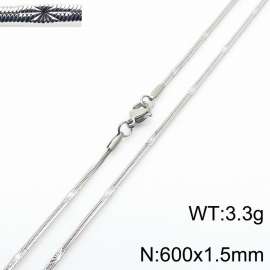 600x1.5mm Silver Color Stainless Steel Herringbone Necklace with Special Marking
