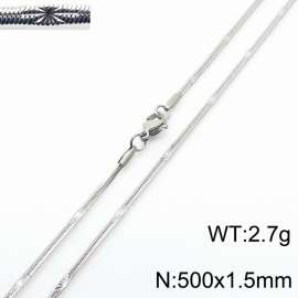 500x1.5mm Silver Color Stainless Steel Herringbone Necklace with Special Marking