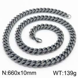 Men Retro 660X10mm Stainless Steel Grey Cuban Chain Necklace