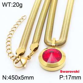 Stainless steel 450X5mm snake chain with swarovski circle stone pendant fashional gold necklace