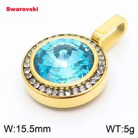 Stainless steel gold CZ pendant with swarovski circle stone