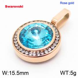 Stainless steel rose gold CZ pendant with swarovski circle stone