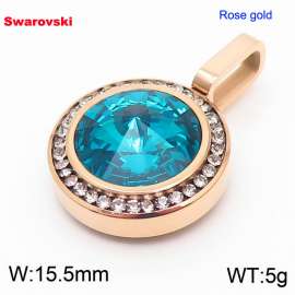 Stainless steel rose gold CZ pendant with swarovski circle ston