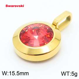 Stainless steel gold pendant with swarovski circle stone