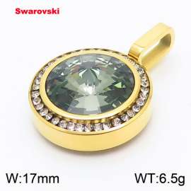 Stainless steel CZ gold pendant with swarovski circle stone