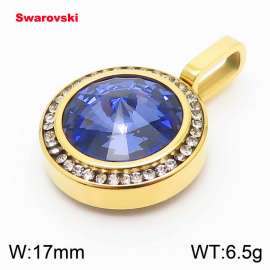 Stainless steel CZ gold pendant with swarovski circle stone